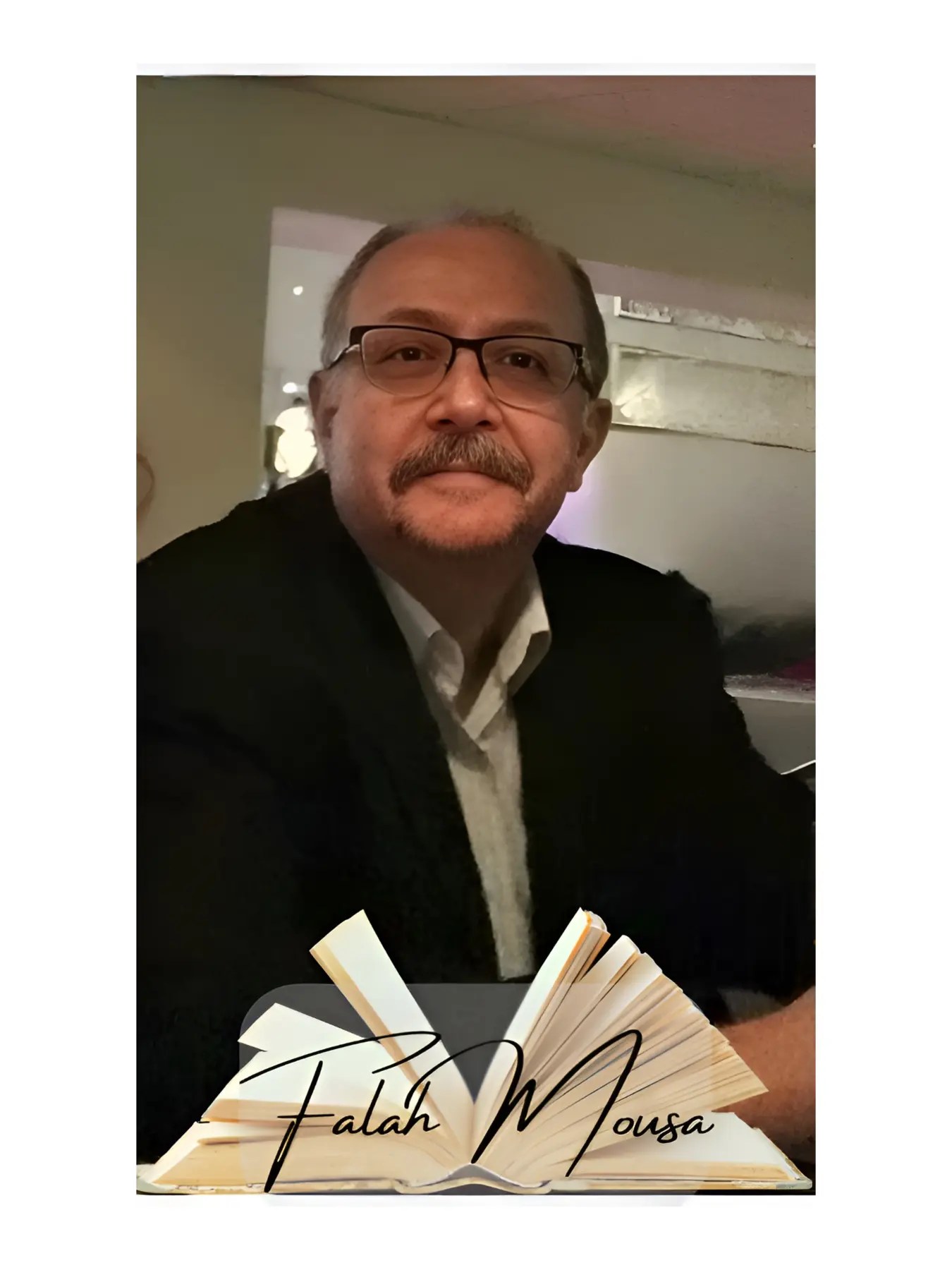 Portrait of Falah Mousa holding a book for Research and Advisory Services.